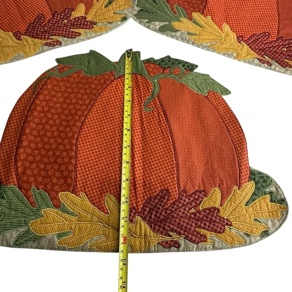 Kohls Celebrate Fall Orange Pumpkin Placemats Table Runner Kitchen Home Decor